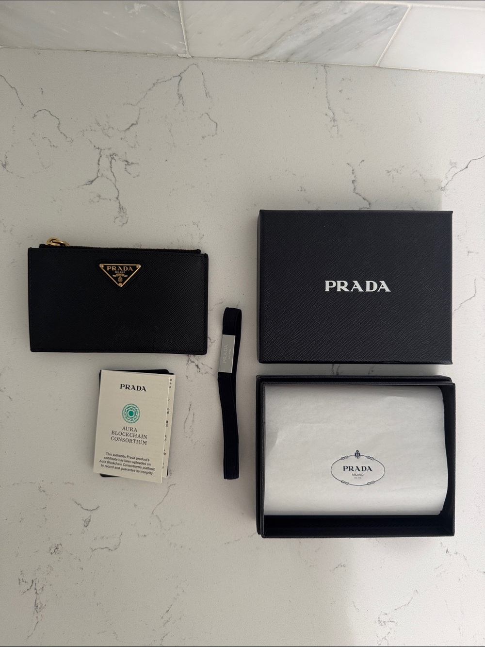 Prada Black Saffiano Leather Card Holder - Picture 2 of 13